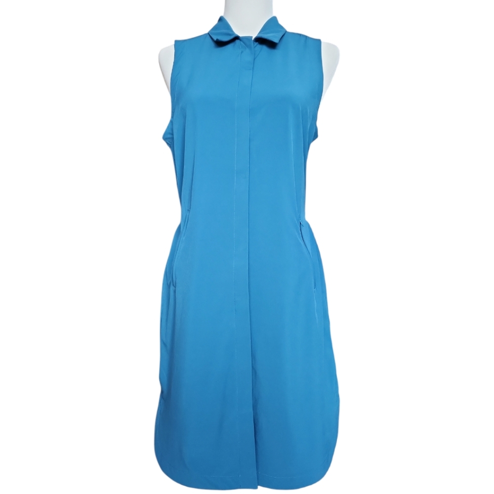 Lolรซ Olivie Stretch TEAL Sleeveless Shirt Dress